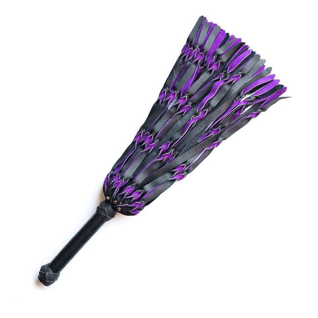 Braided Leather Flogger, Purple & Black