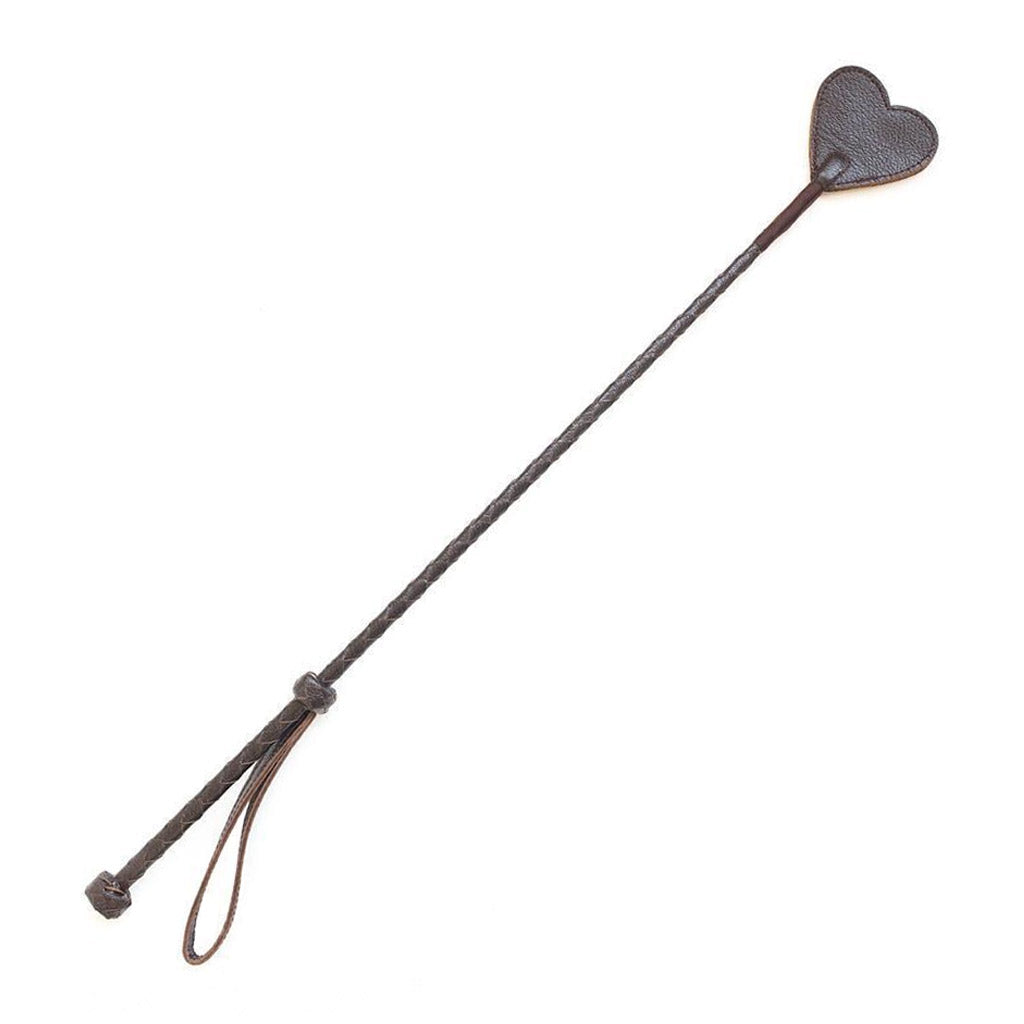 Brown Leather Heart Crop, 23.5"