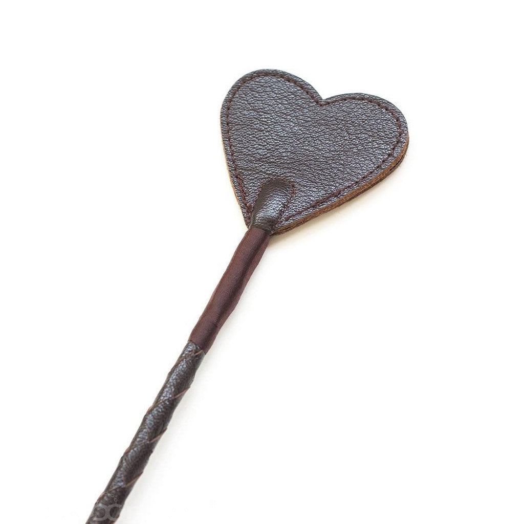 Brown Leather Heart Crop, 23.5"