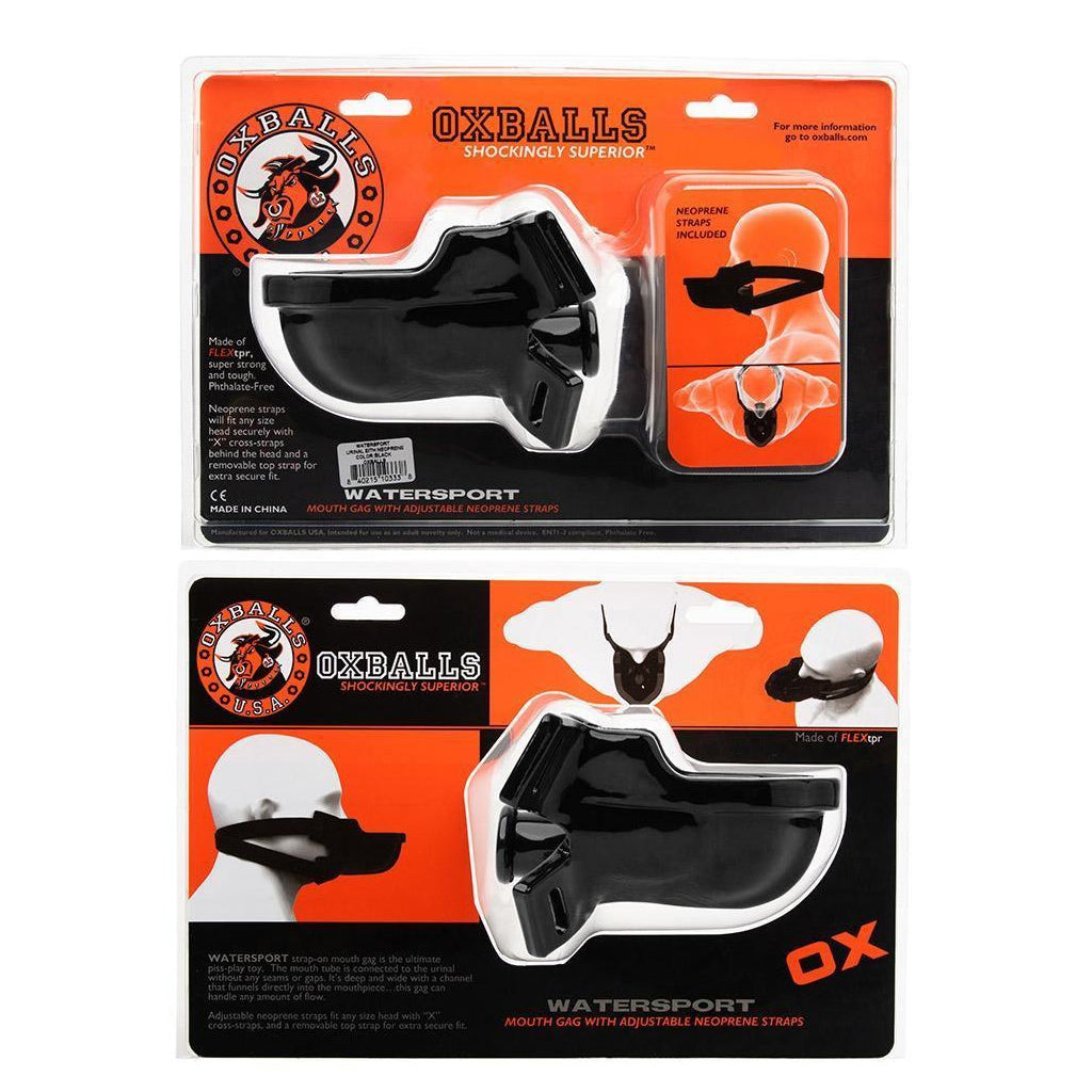 Watersport Mouth Gag with Adjustable Neoprene Straps, Black