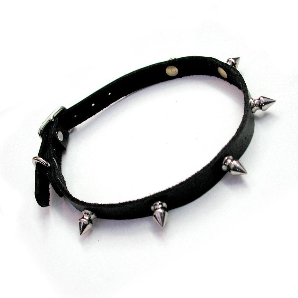 Spiked Leather Choker w/ D-Ring