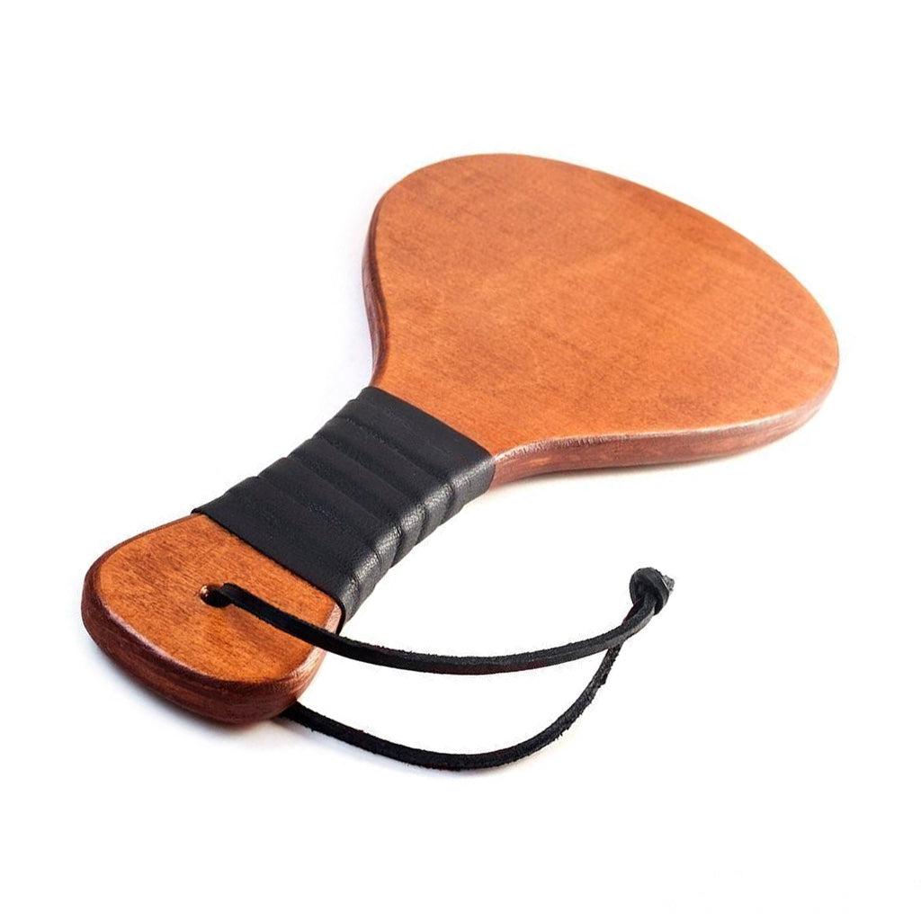 Leather Wrapped Round Wood Spanking Paddle